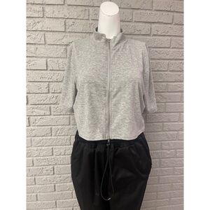 Fashion Nova Women Gray Ribbed Two Can Play That Game Front Zipper Top Size 1X